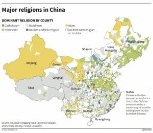 This fascinating map shows the new religious breakdown in China in The Business Insider